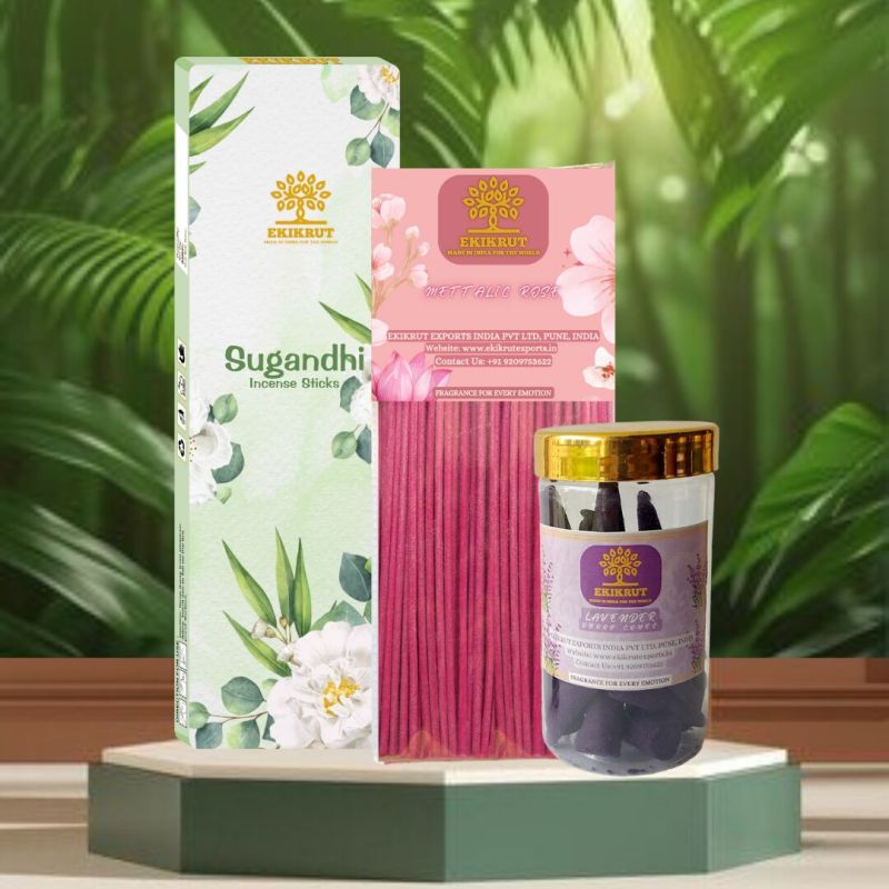 Sugandhi Mettalic Rose Incense Sticks and Lavender Dhoop Cones