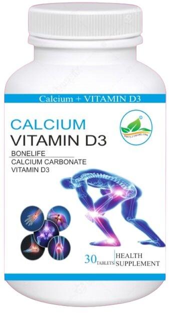 BBC Calcium Vitamin D3 Tablet, for Relief From Joint Pain, Packaging Type : Plastic Bottle