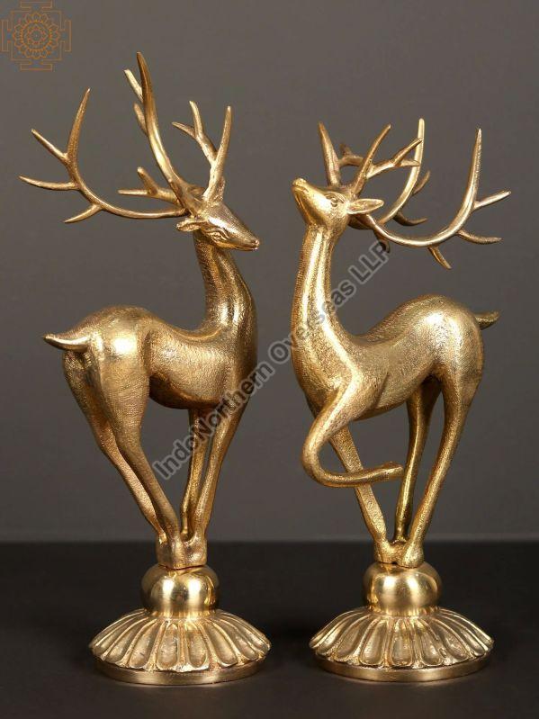 Brass Reindeer Statue Set