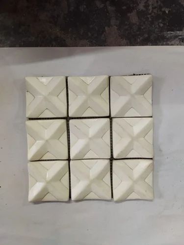 Creamy Square Polished Concrete Mosaic Tile, for Interior, Exterior, Packaging Type : Cardboard Box