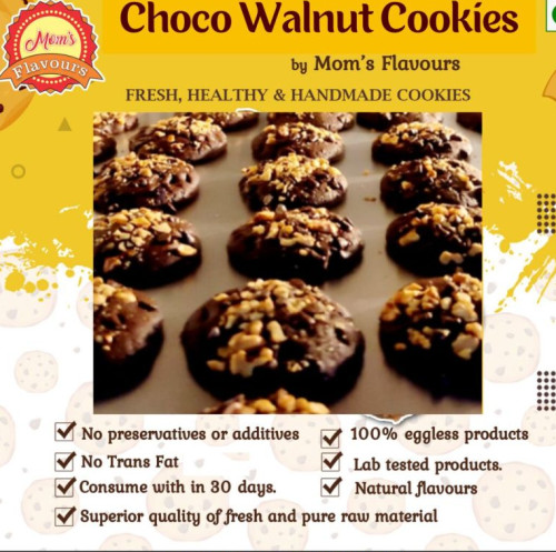 Mom's Flavours Choco Walnut Cookies, for Snacks, Home, Office