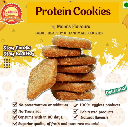 Mom's Flavours Protein Cookies , for Snacks, Home, Office, Taste : Sweet With Jaggery Powder