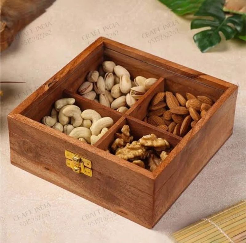 Square Polished Wooden Dry Fruit Box, Size : Multisizes