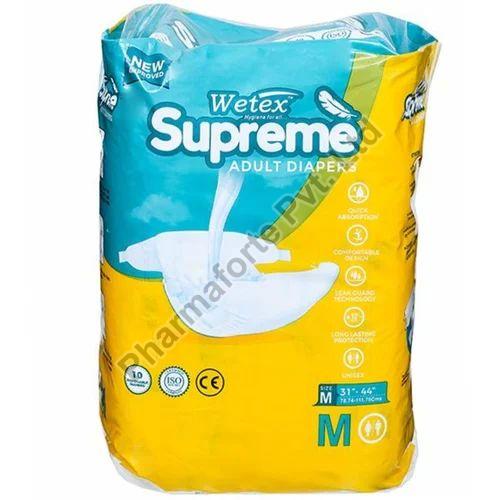 Wetex Supreme Adult Diapers, Color : White