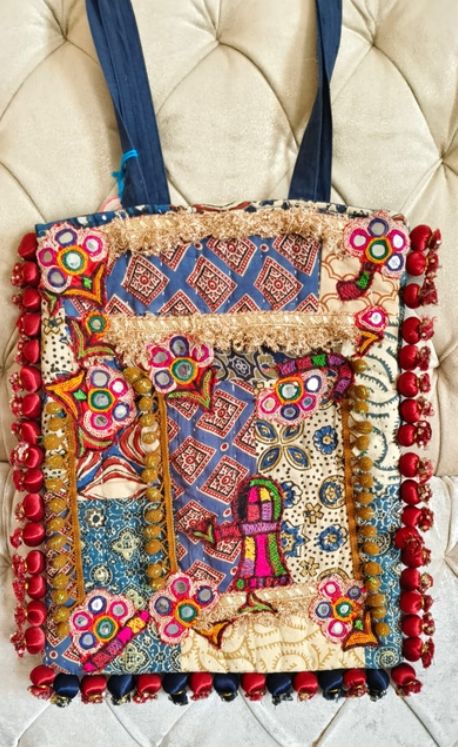 Embroidered Polyester Gujarati Tote Bag, Gender : Female