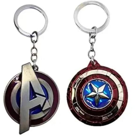 Multicolor Polished Brass Captain America Shield Keychain