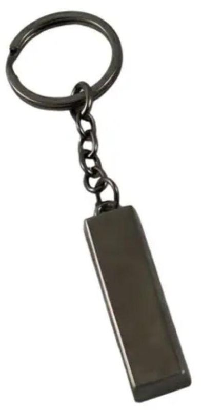 Silver Polished Metal Steel Bar Keychain