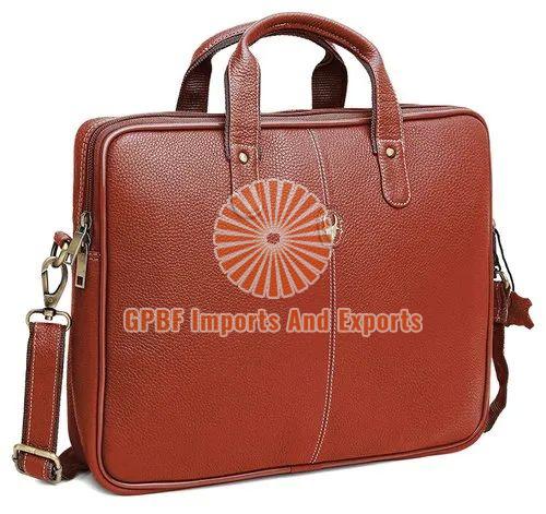 Brown Plain Leather Laptop Bags, Feature : High Grip