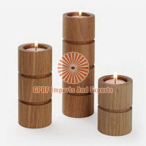 Wooden Candle Holder, Packaging Type : Thermocol Box