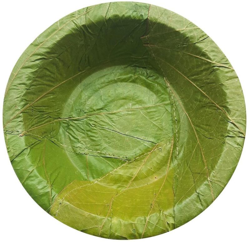 Green Round Sal Leaf Bowl, for Serving Food, Size : 4Inch