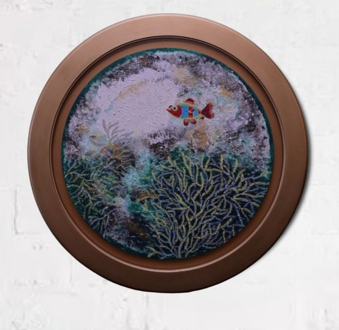 Multi Color Round Acrylic Canvas Alone Sea Paintings, for Wall Decoration, Size : 30 Inch
