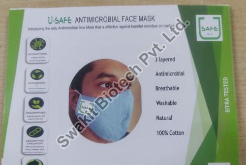 Blue U-safe Plain Cotton Face Mask, Feature : Anti Bacterial, Antiviral