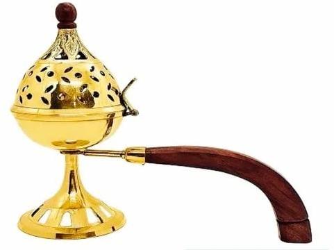 Brass Golden Incense Burner, for Religious, Size : 7 Inch