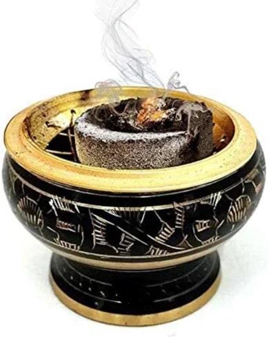 Black Brass Rose Bowl Incense Burner, for Religious, Size : Standard