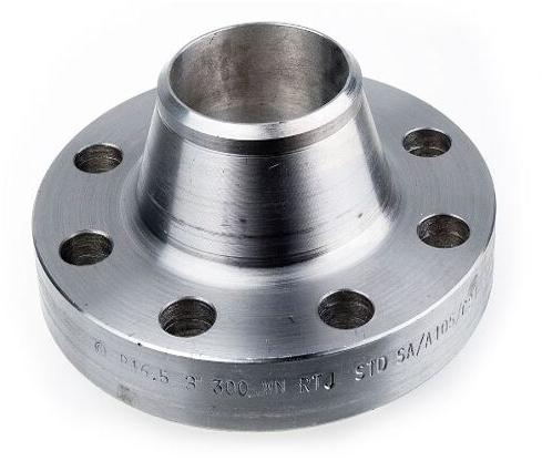 Silver Metal Weld Neck Flanges, for Industrial Fitting, Shape : Round