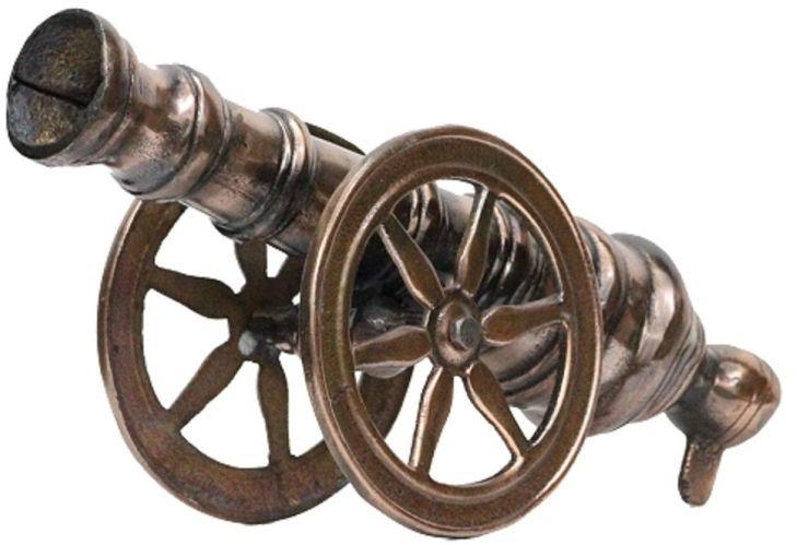 Golden Polished Single Barrel Brass Cannon, for Decoration, Size : 18 Inch