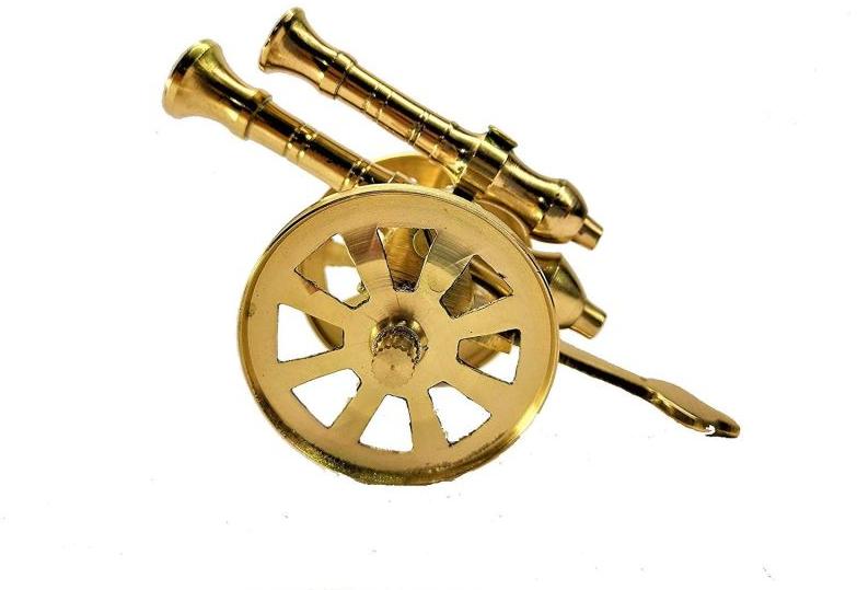 Golden Polished Vintage Brass Cannon, for Decoration, Size : Standard