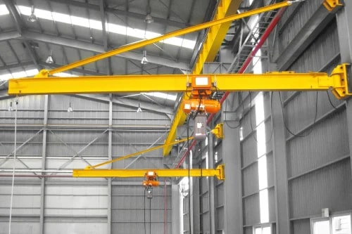 Yellow Stainless Steel Pillar Mounted Jib Crane, for Industrial, Power Source : Electric