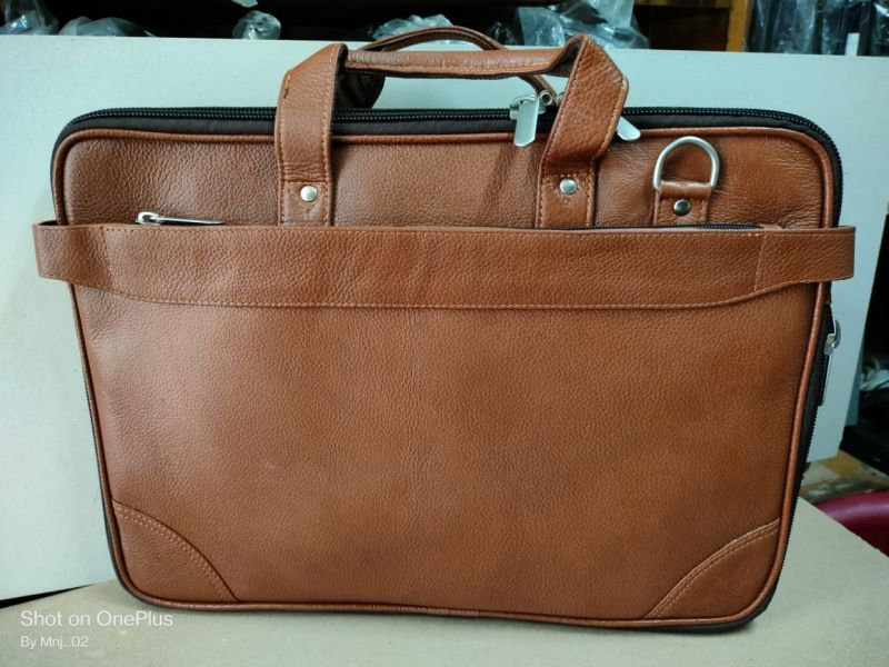 Brown Vmc Plain Leather Bag Mens, For Office