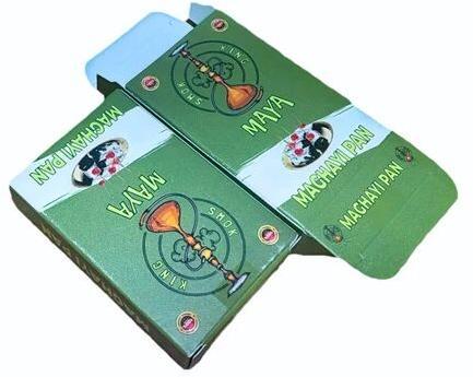 Green Rectangular Cardboard Printed Maghai Paan Packaging Box, Size : 140X190X90 mm