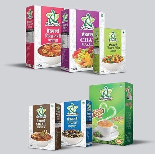 Multicolor Rectangle Cardboard Spice Packaging Box, Type of Printing : Spot UV Printing