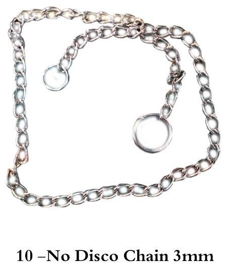 Silver Polished Mild Steel 3mm Disco Dog Chain, Packaging Type : Plastic Packet