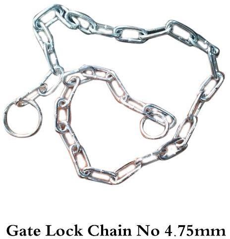 Polished Mild Steel 4.75mm Gate Lock Chain, for Safety Use, Packaging Type : Plastic Packet