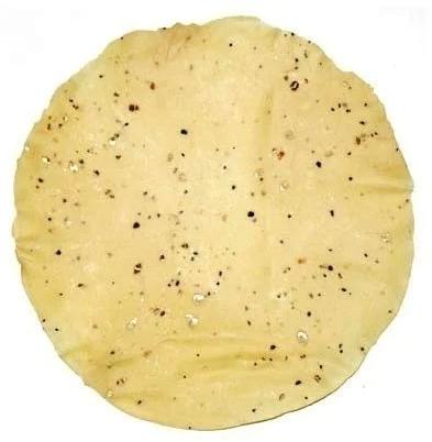 Light Yellow Crunchy Black Pepper Papad, for Snacks, Feature : Delicious Taste, Easy To Digest