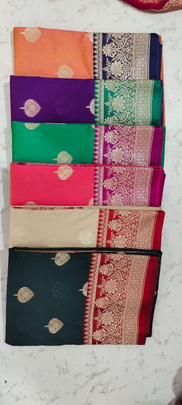  Weaving design banarasi silk sarees, Saree Length : 5.5 M (separate Blouse Piece)