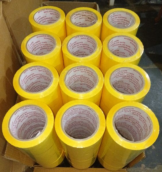 Yellow Packing Tapes, For Goods Packaging, Design : Plain