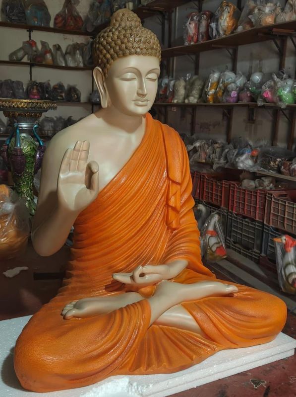 Grm Polished Fiber Stone Buddha Statue, For Garden, Home, Office, Size : 4feet