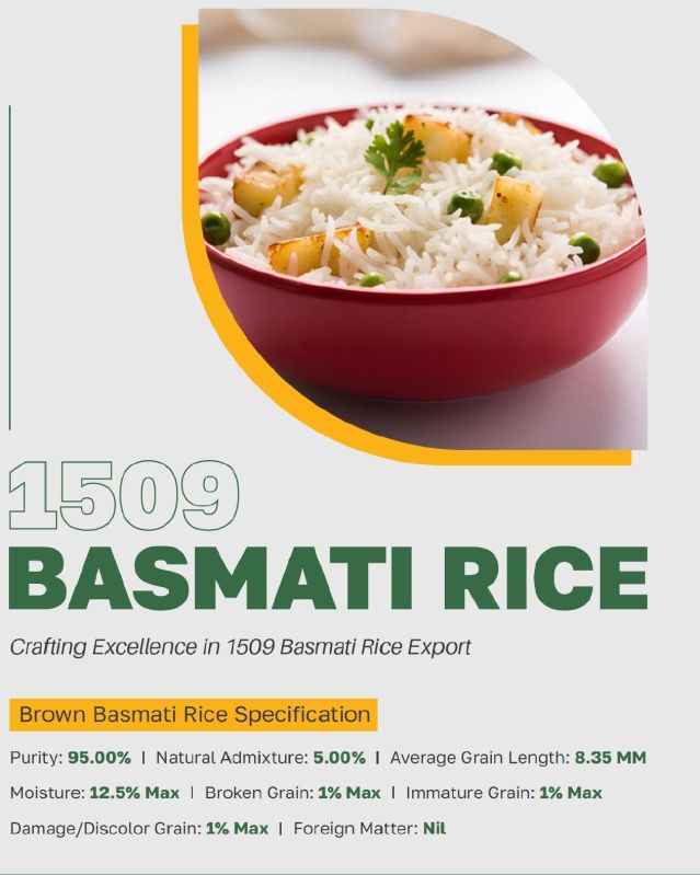 Hard Common 1509 Brown Basmati Rice, Style : Parboiled