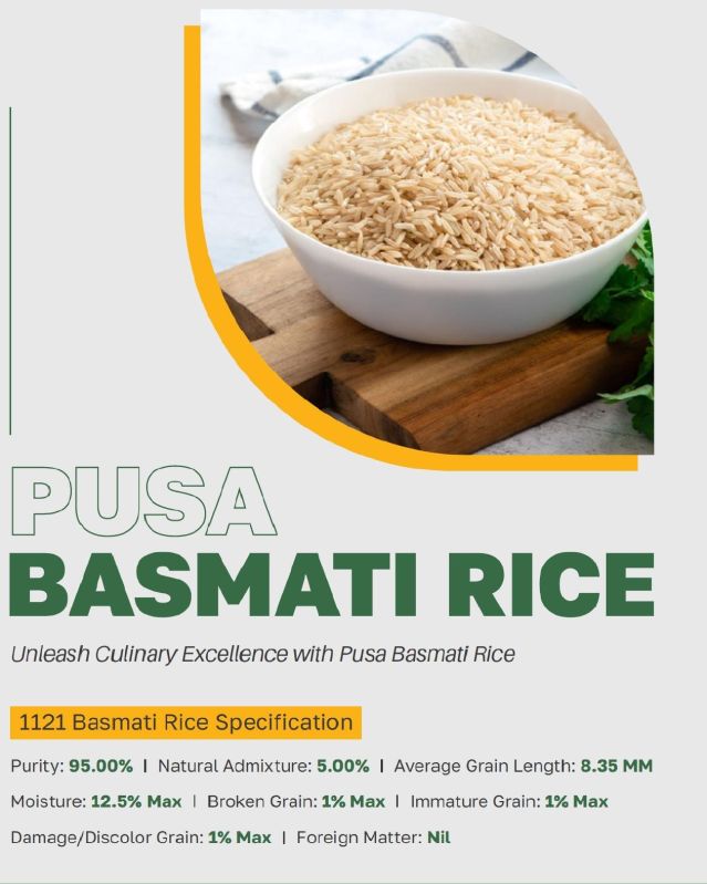 Unpolished Hard Common Pusa 1121 Basmati Rice, For Human Consumption, Variety : Long Grain