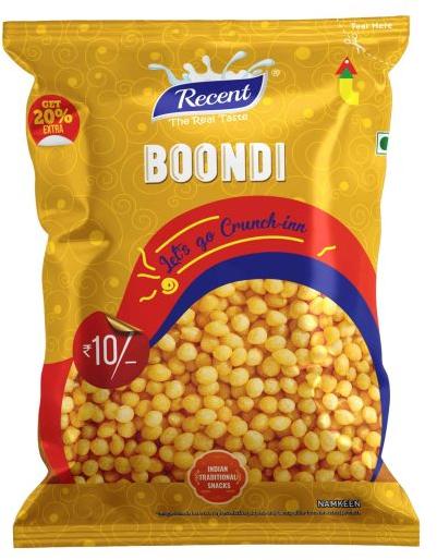 Yellow Recent Boondi Namkeen, for Snacks, Packaging Type : Plastic Packet