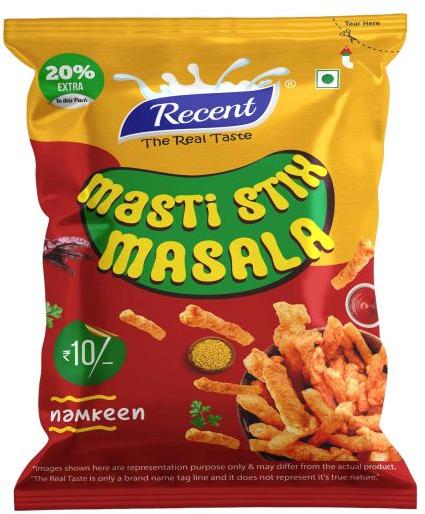 Yellow Recent Masti Stik Masala Namkeen, for Snacks, Taste : Spicy