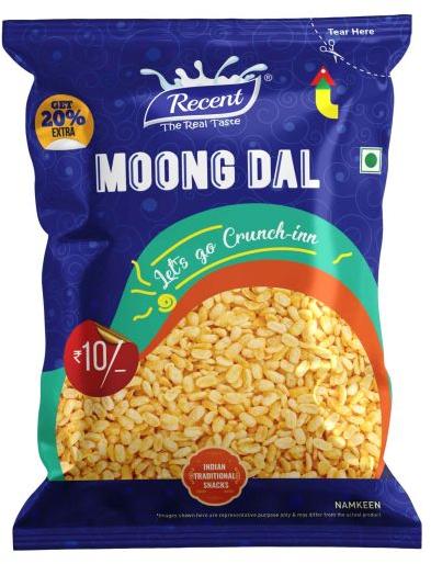 Yellow Recent Moong Dal Namkeen, for Snacks, Home, Office, Restaurant, Style : Sealing