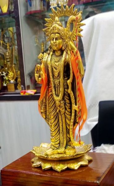 Golden Carved Polished Brass Ram Statue, for Shop, House