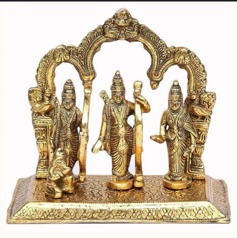 Golden Brass Medium Ram Darbar Statue, for Shop, House, Hotel