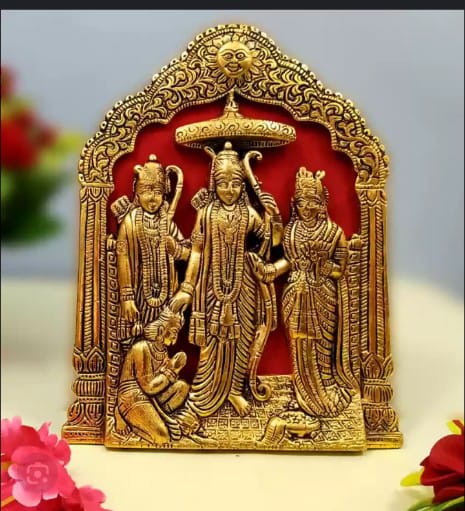 Golden Brass Small Ram Darbar Statue, for Shop, House
