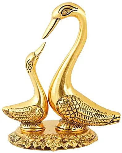 Carved Polished Metal Golden Saras Statue, for Decoration