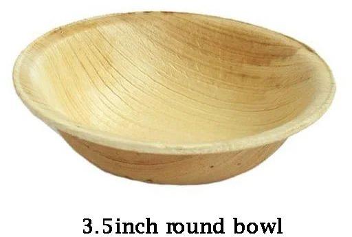 Creamy 3.5 Inch Round Areca Leaf Bowl, Feature : Biodegradable, Disposable