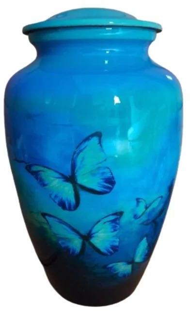 Blue Butterfly Design Adult Cremation Urn, Style : Modern