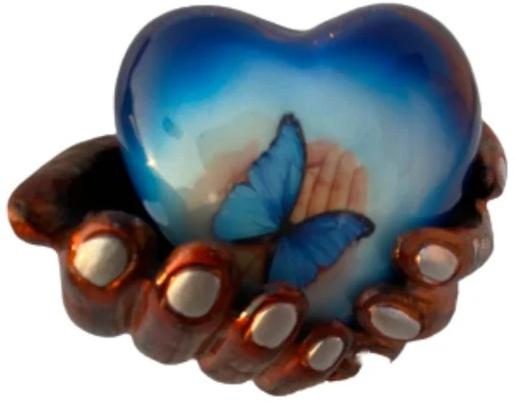 Butterfly Heart Shape Keepsake Cremation Urn, Style : Modern