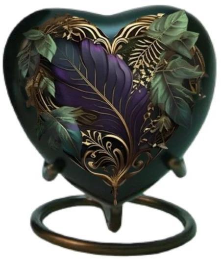 Evergreen Embrace Heart Shape Cremation Urn, Style : Modern