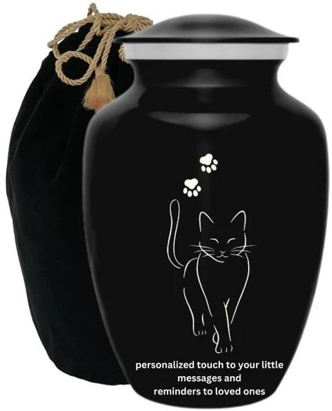 Handcrafted Cat Foot Print Cremation Urn with Velvet Bag