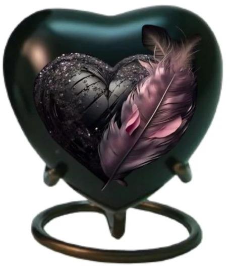 Wings Heart Design Ash Cremation Urn, Style : Modern