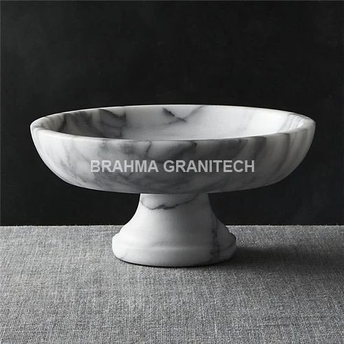 Brahma Granitech Oval Marble Fruit Bowl, Color : Off White