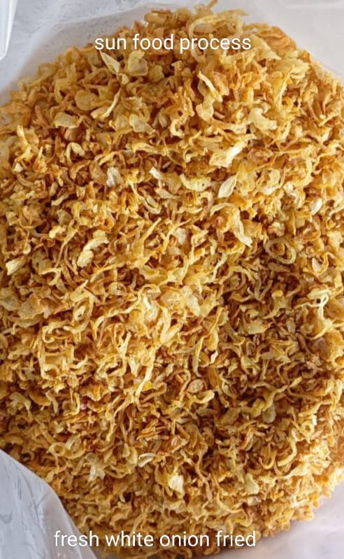 Brown Fresh Fried White Onion Flakes, for Cooking, Style : Dehydrated