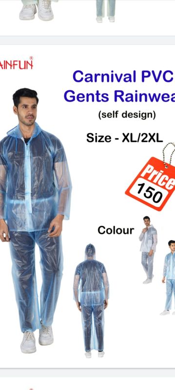 Plain Collar Pvc rain wear, Size : XXL