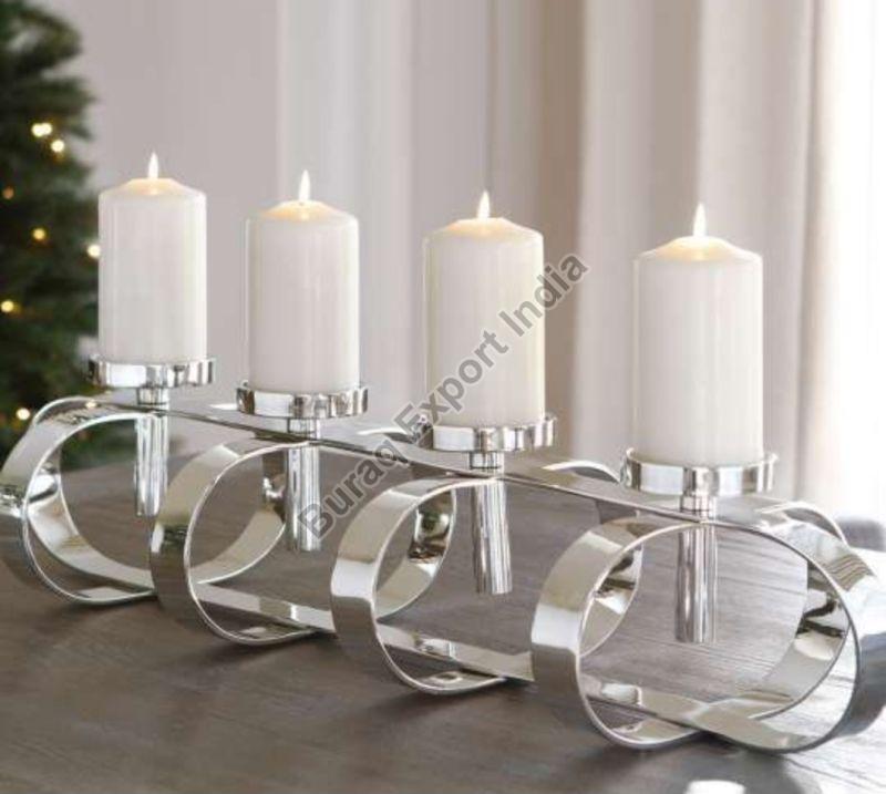 White Metal Candle Pillar Stands